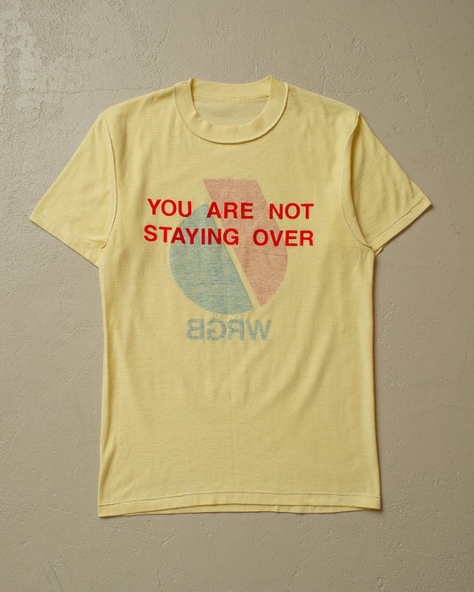 1980s "..not staying over" Reversible? T-shirt yellow - XS/S