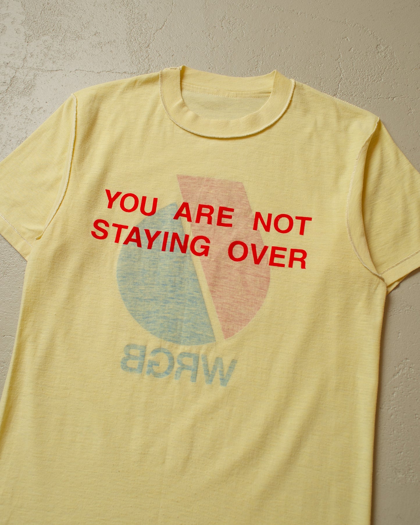 1980s "..not staying over" Reversible? T-shirt yellow - XS/S