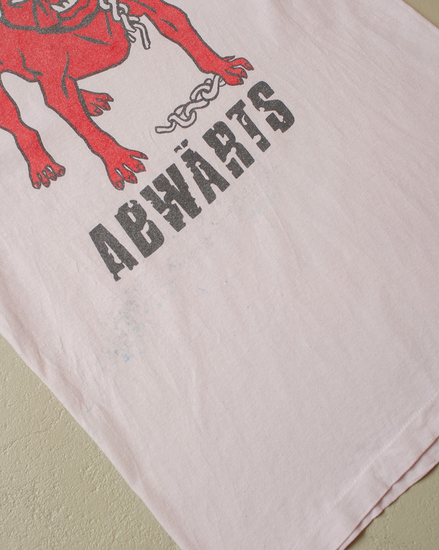 1980s "Abwärts" Bulldog T-shirt white - M/L