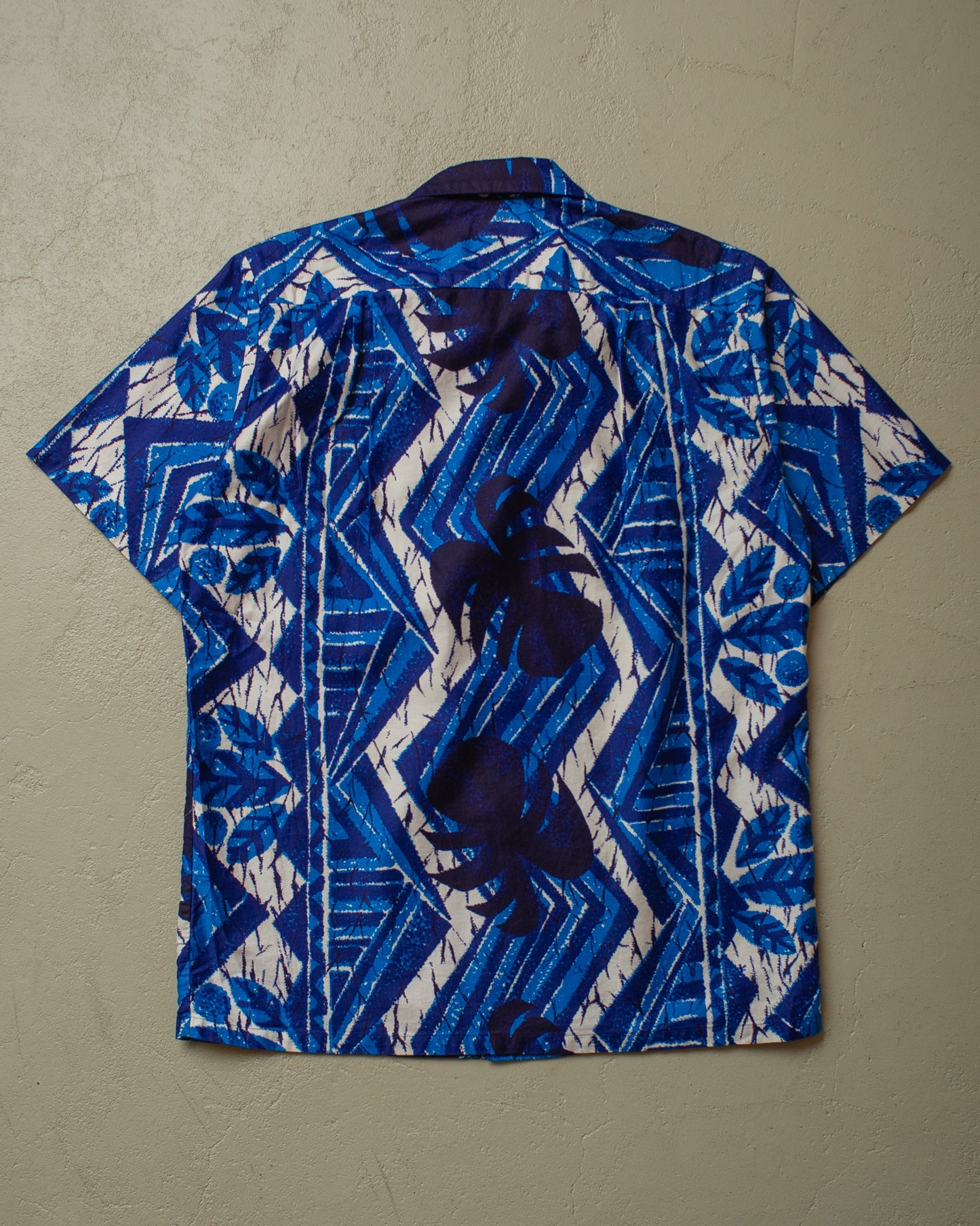 1950s Ross Sutherland abstract Pattern Loop Collar navyblue - M/L