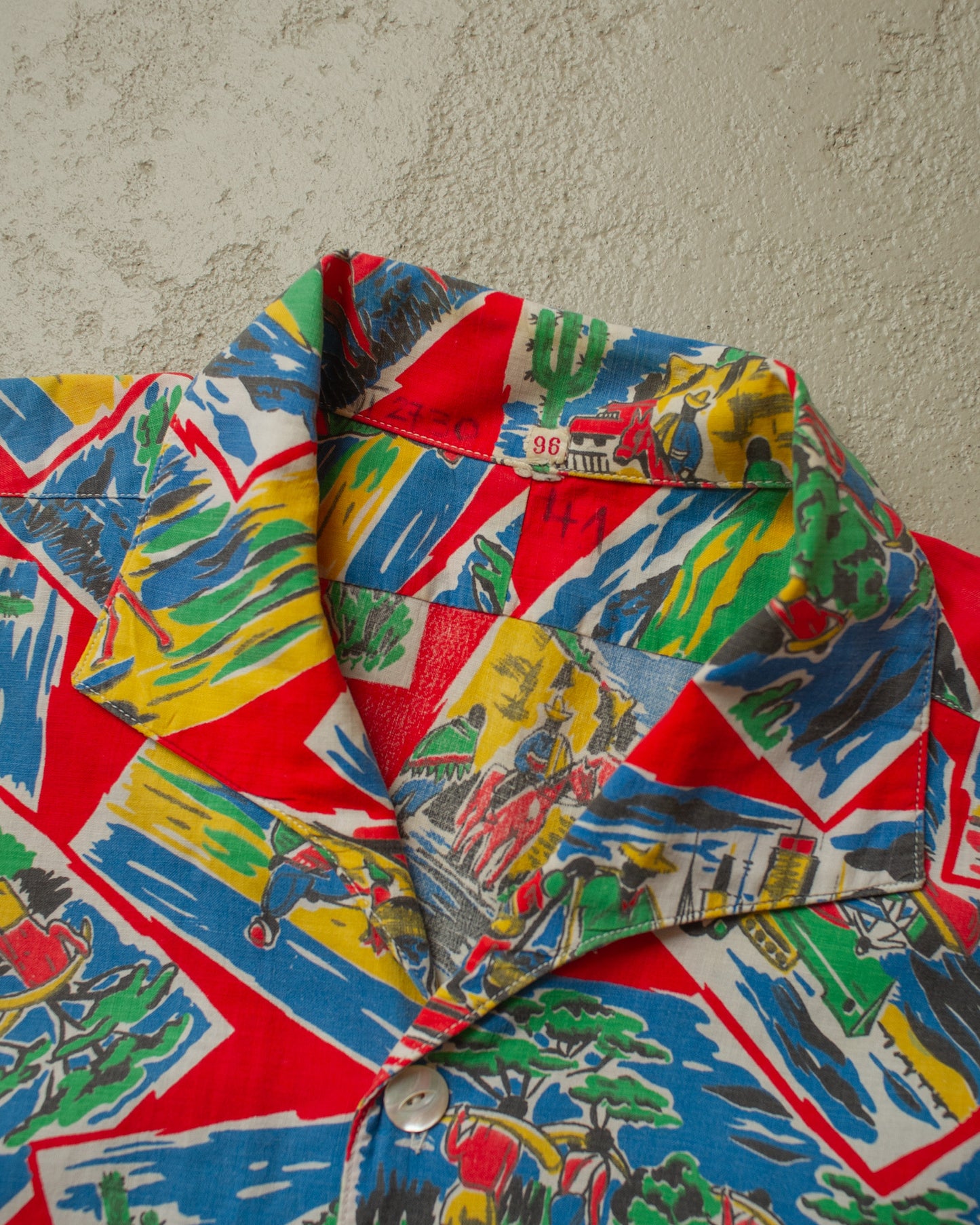 1950s European Hawaii Shirt red - L