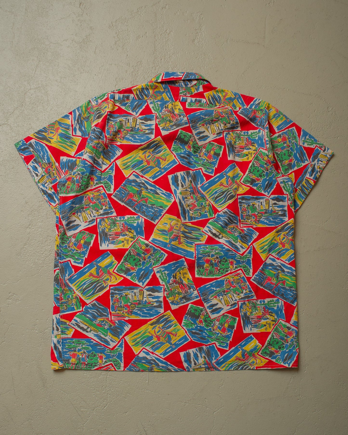 1950s European Hawaii Shirt red - L