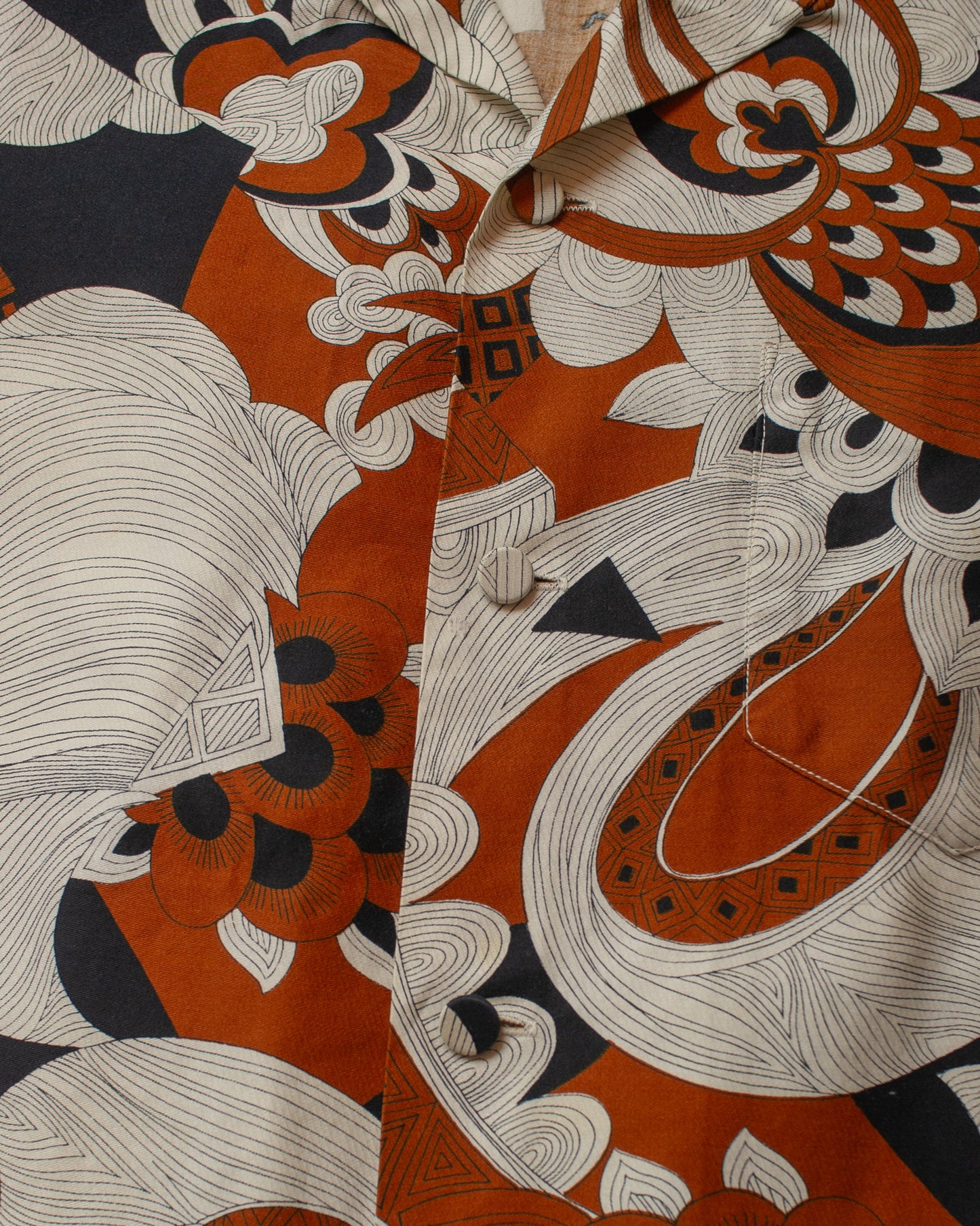 1950s Ross Sutherland Abstract Pattern Loop Collar Hawaii Shirt - L