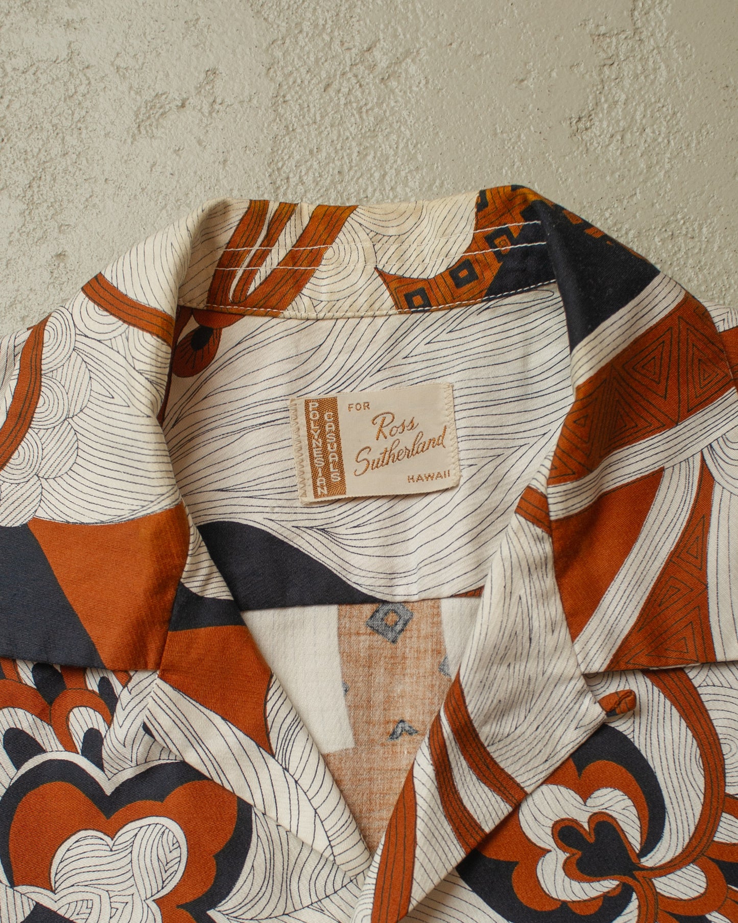 1950s Ross Sutherland Abstract Pattern Loop Collar Hawaii Shirt - L