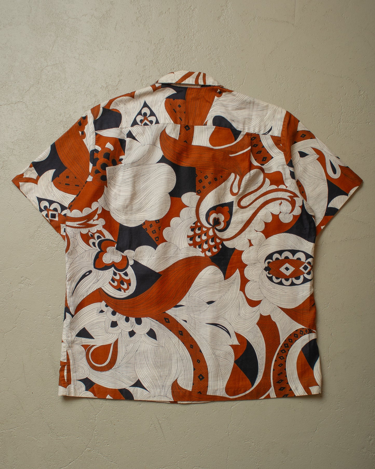 1950s Ross Sutherland Abstract Pattern Loop Collar Hawaii Shirt - L