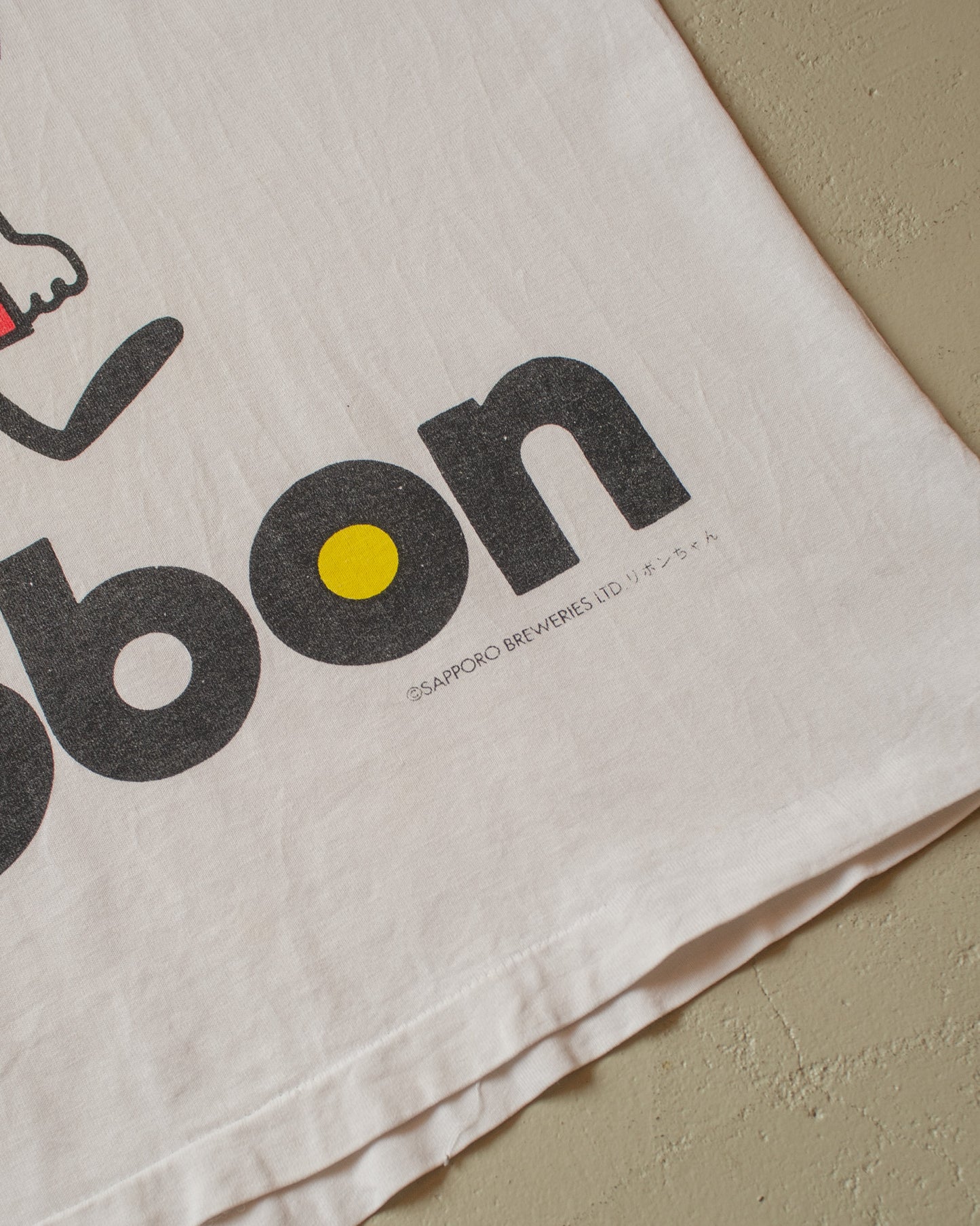 1980s distressed Ribbon Japan Brewery T-shirt white - M