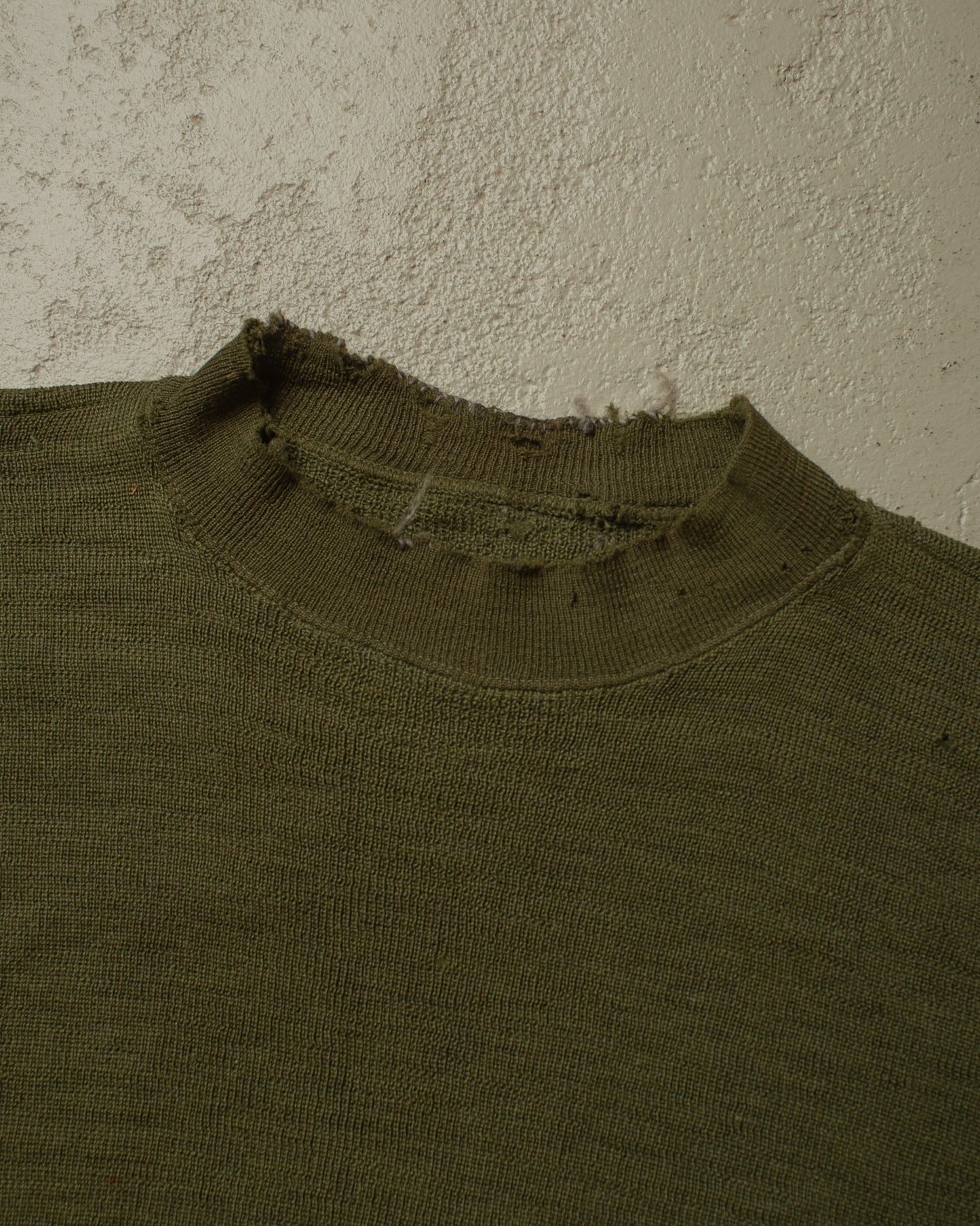 1930s/40s distressed Military Knit Sweater green - M/L