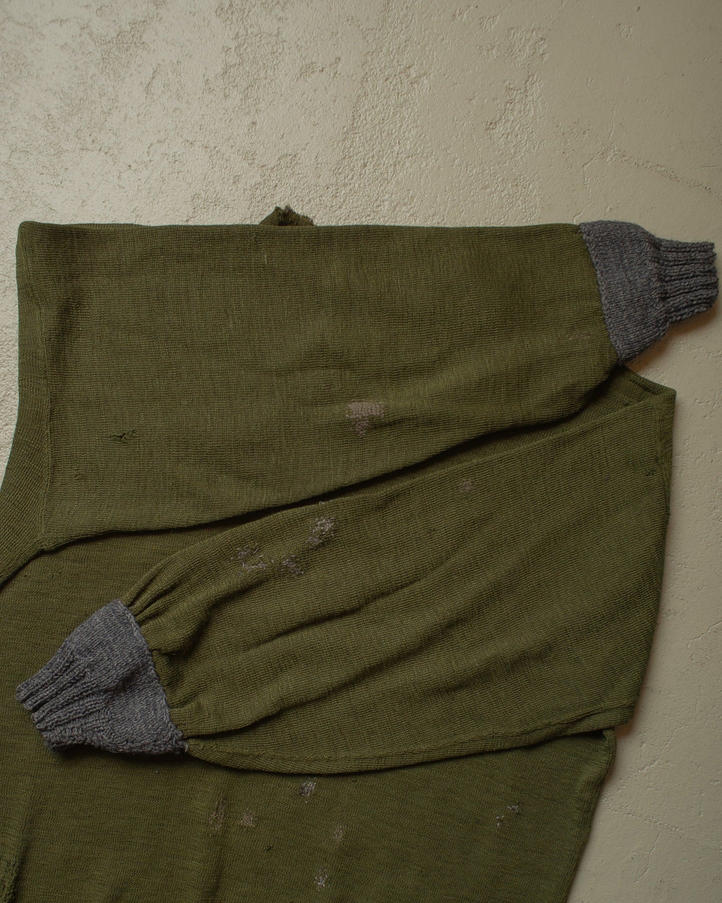 1930s/40s distressed Military Knit Sweater green - M/L