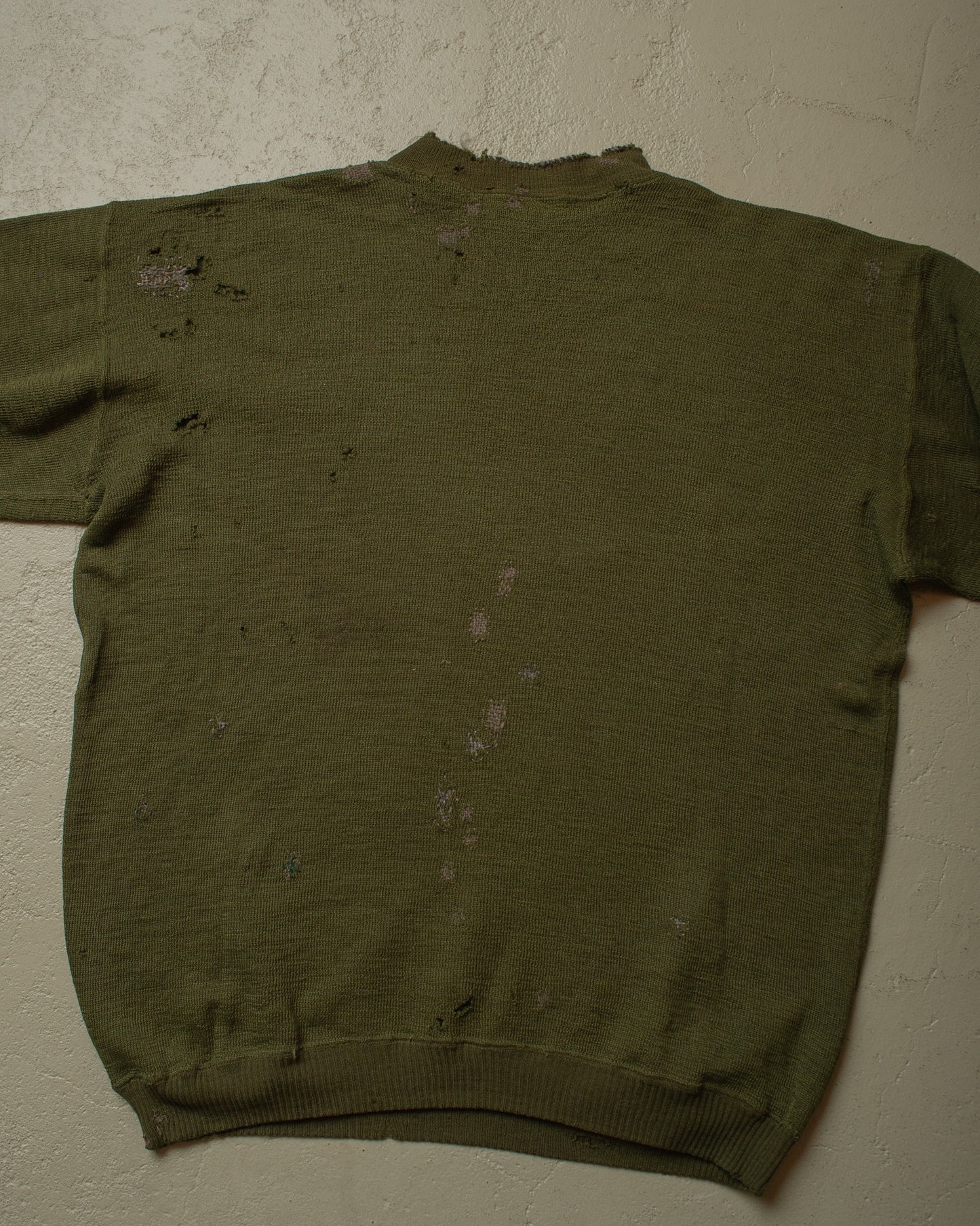 1930s/40s distressed Military Knit Sweater green - M/L