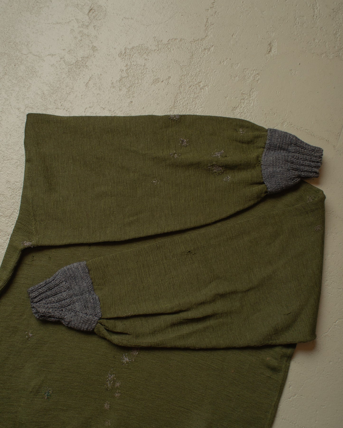 1930s/40s distressed Military Knit Sweater green - M/L