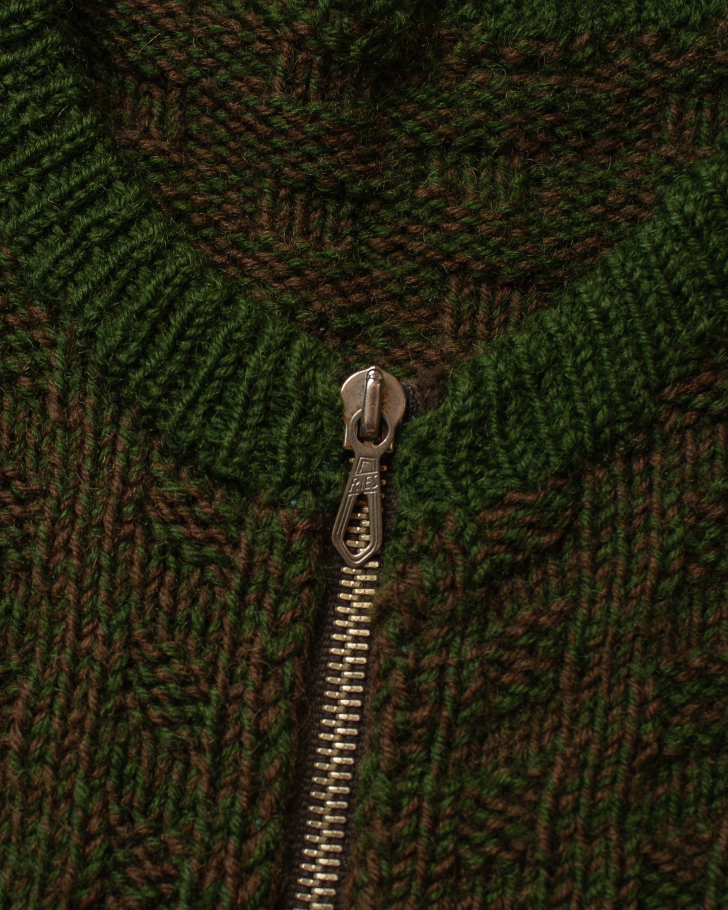 1950s German Multi Color Knit Jacket green/brown - M/L