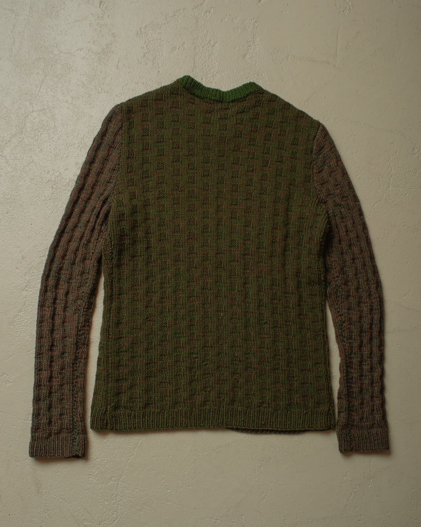 1950s German Multi Color Knit Jacket green/brown - M/L