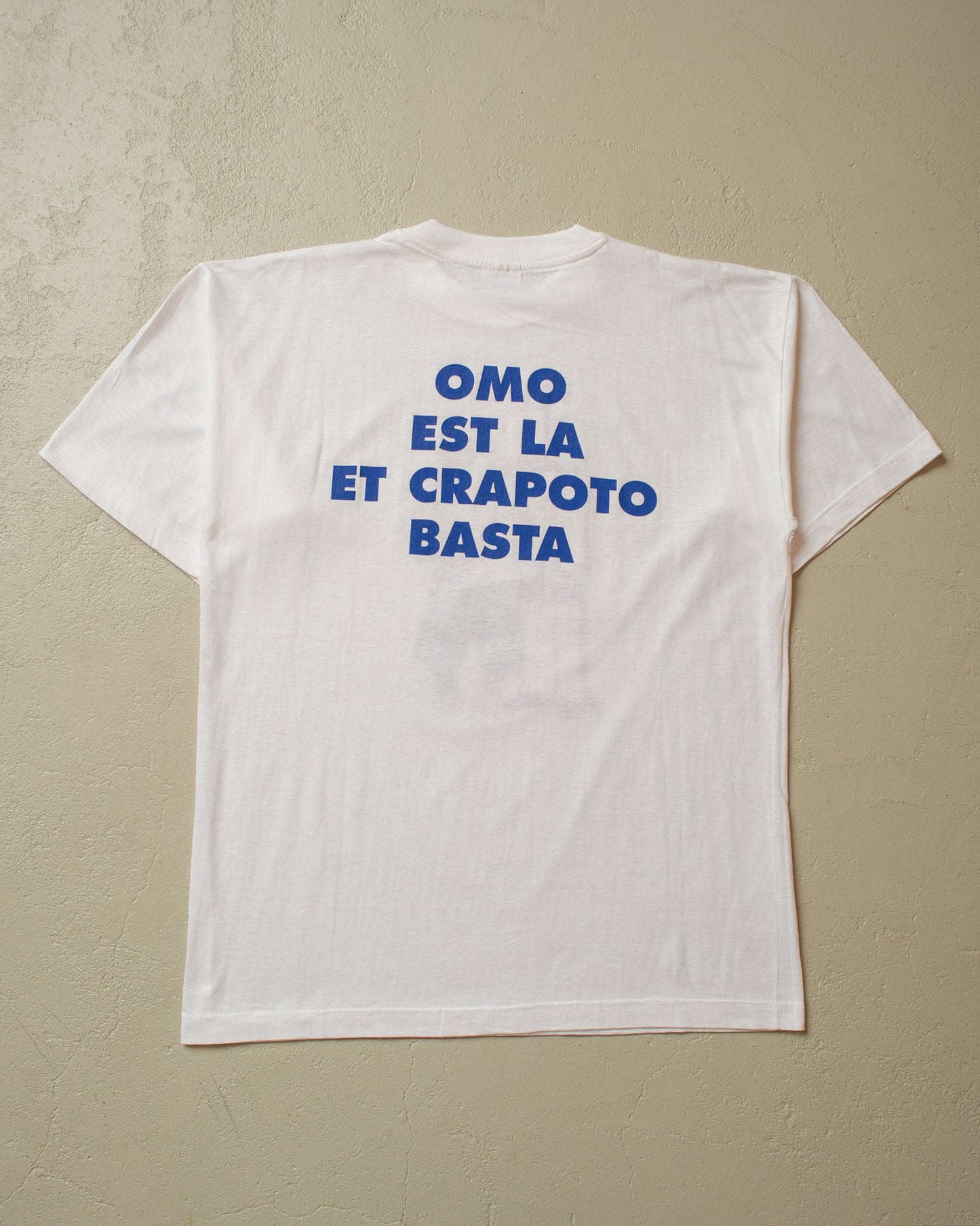 1990s Omo "..et Crapoto Basta" Wash Powder Promo T-shirt white - L