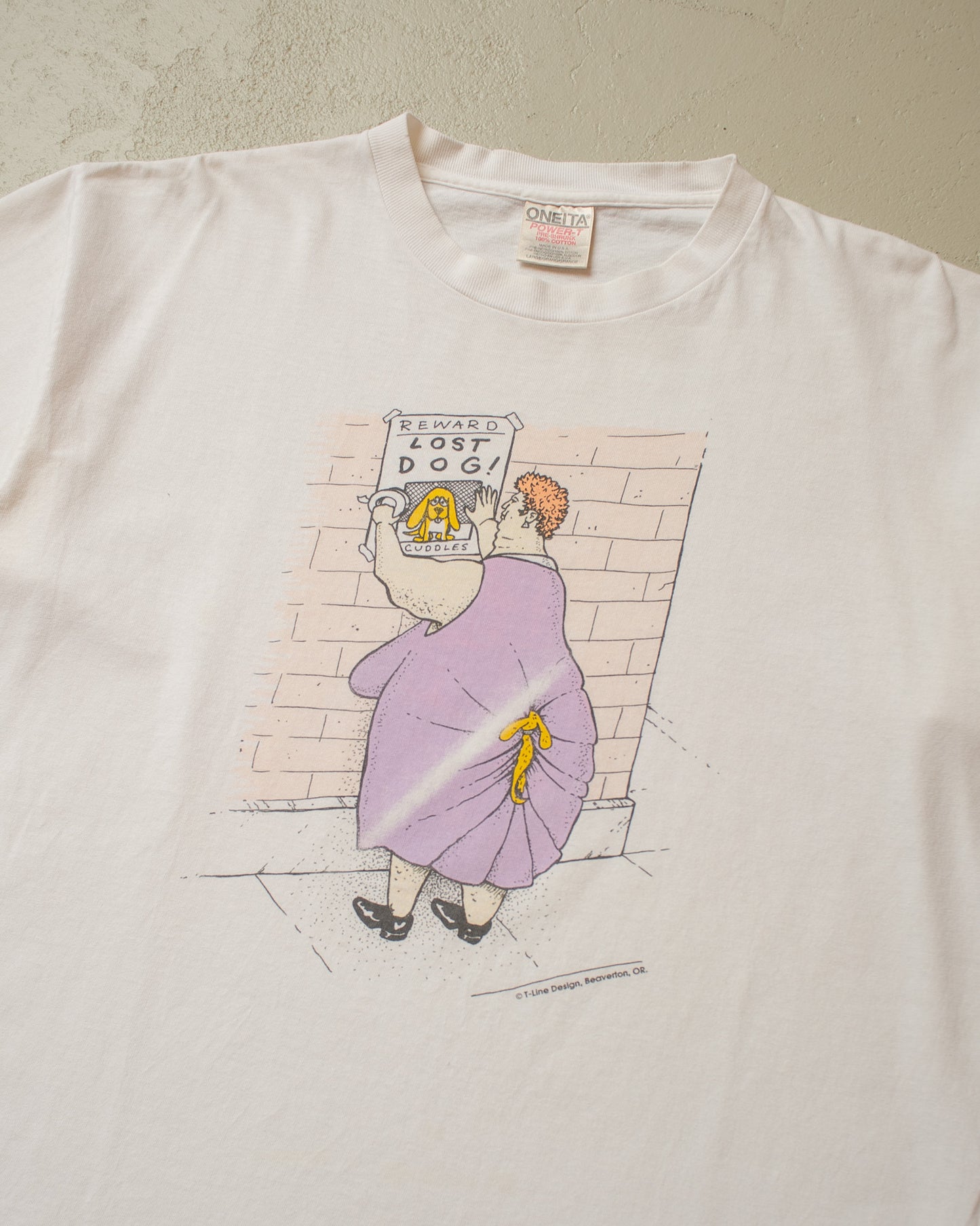 1990s "Reward - Lost Dog!" T-shirt white - L