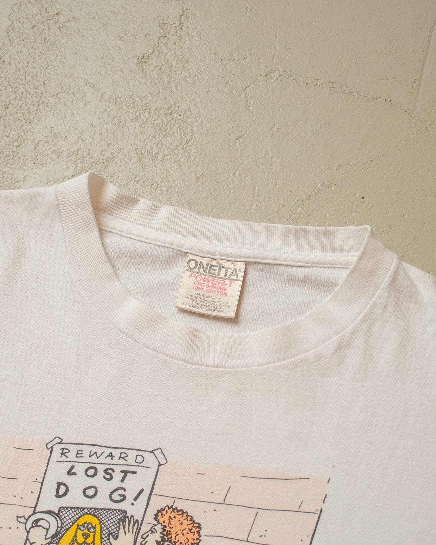 1990s "Reward - Lost Dog!" T-shirt white - L