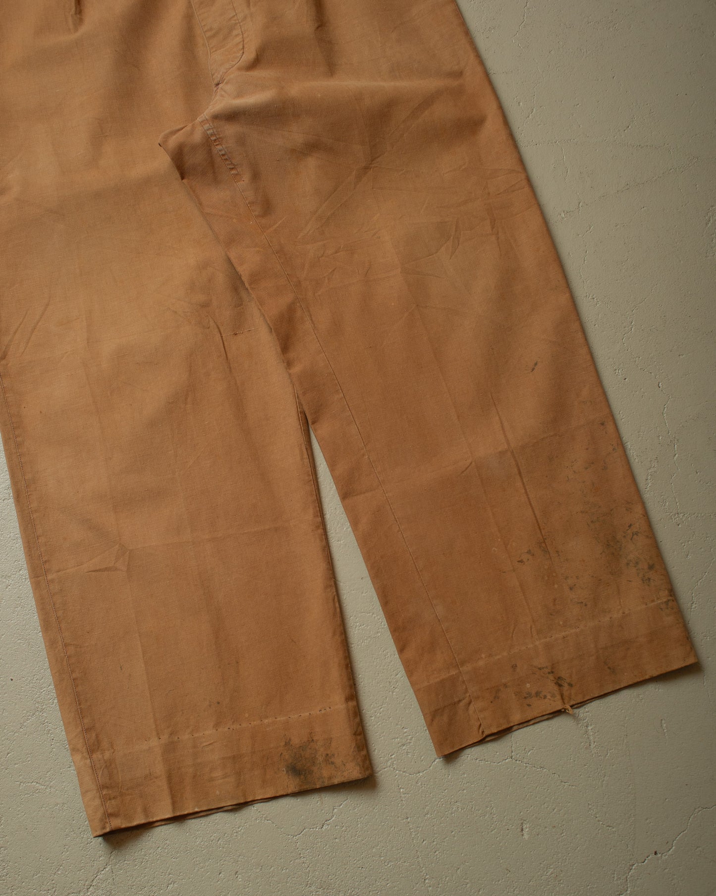 1930s French Light Cinched Work Pants khaki - W40 L29