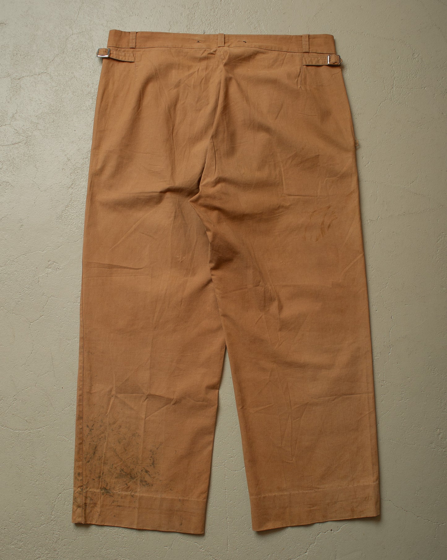 1930s French Light Cinched Work Pants khaki - W40 L29