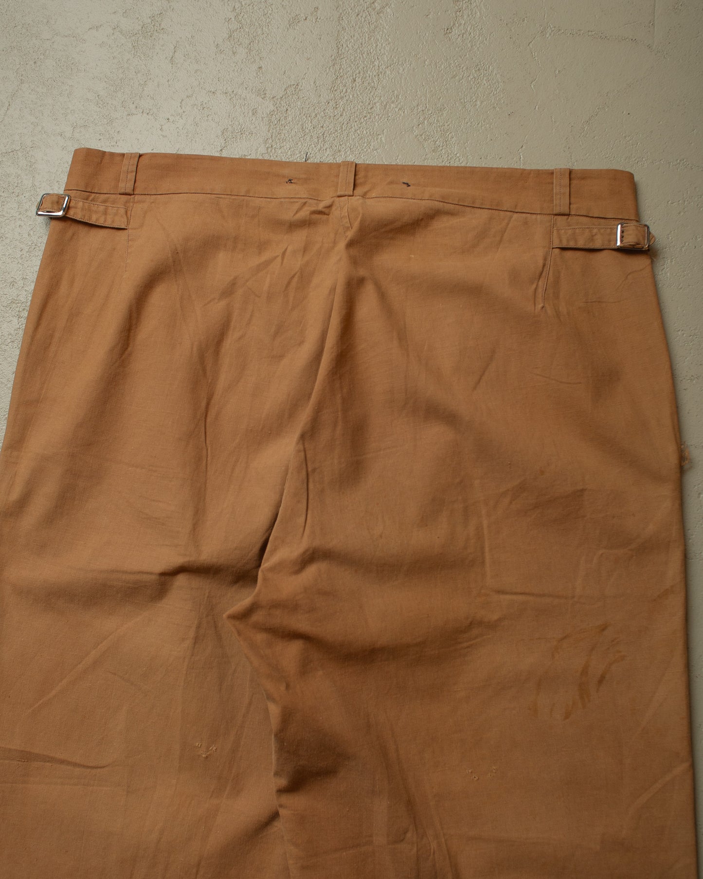 1930s French Light Cinched Work Pants khaki - W40 L29