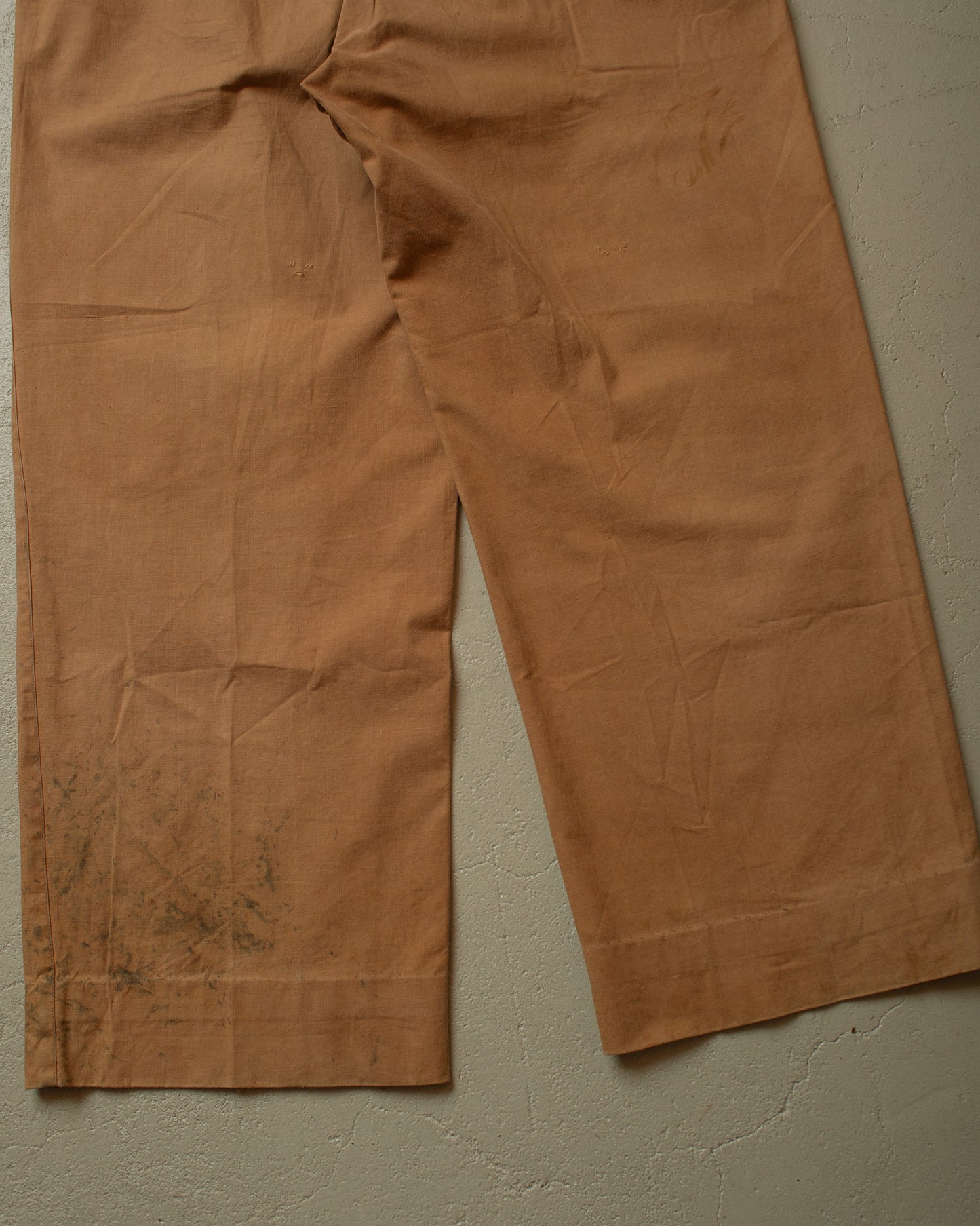 1930s French Light Cinched Work Pants khaki - W40 L29