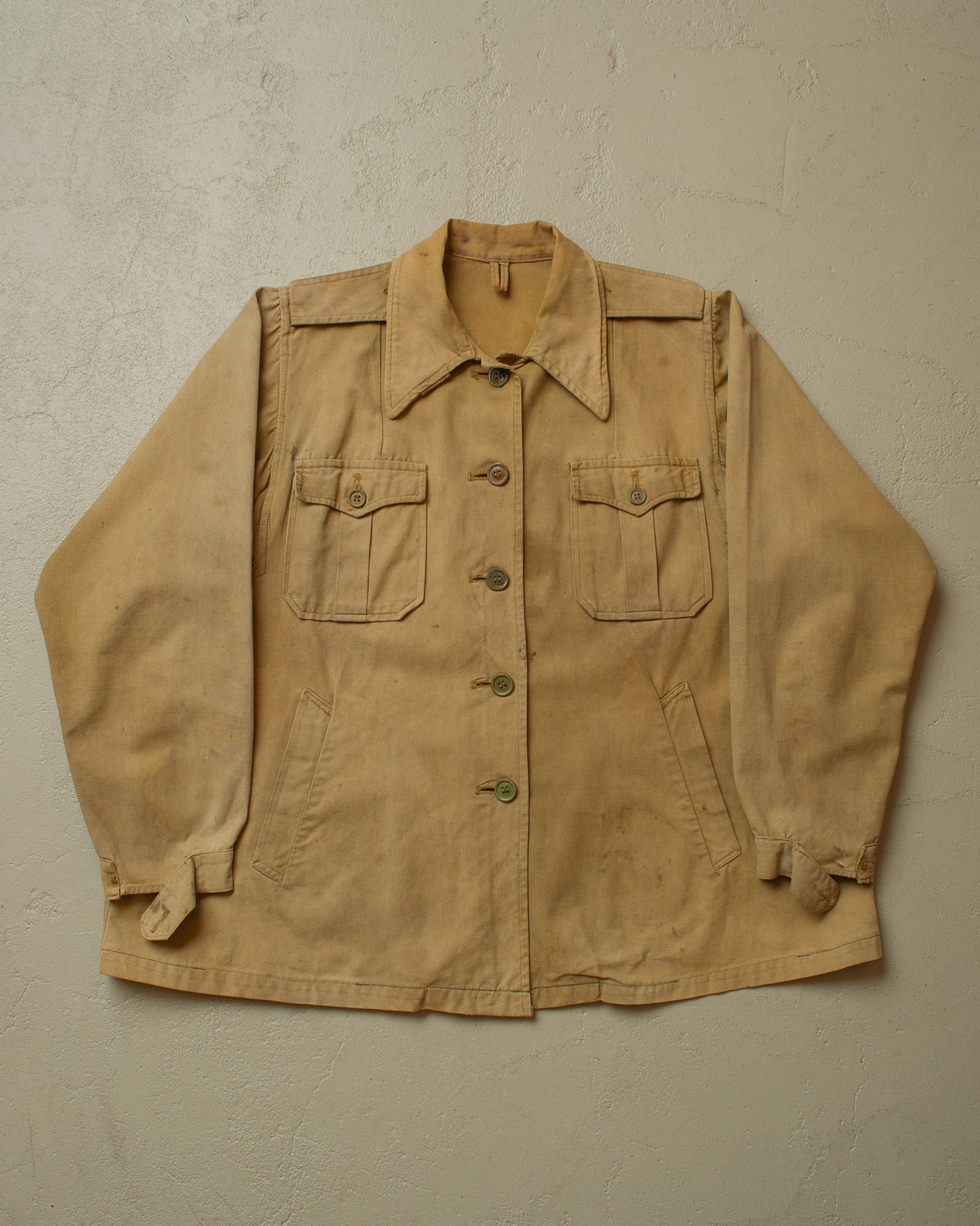 1930s German Womens Canvas Hunting Jacket beige - S/M