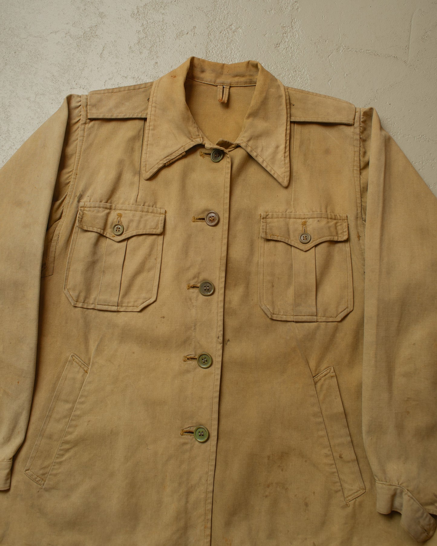 1930s German Womens Canvas Hunting Jacket beige - S/M