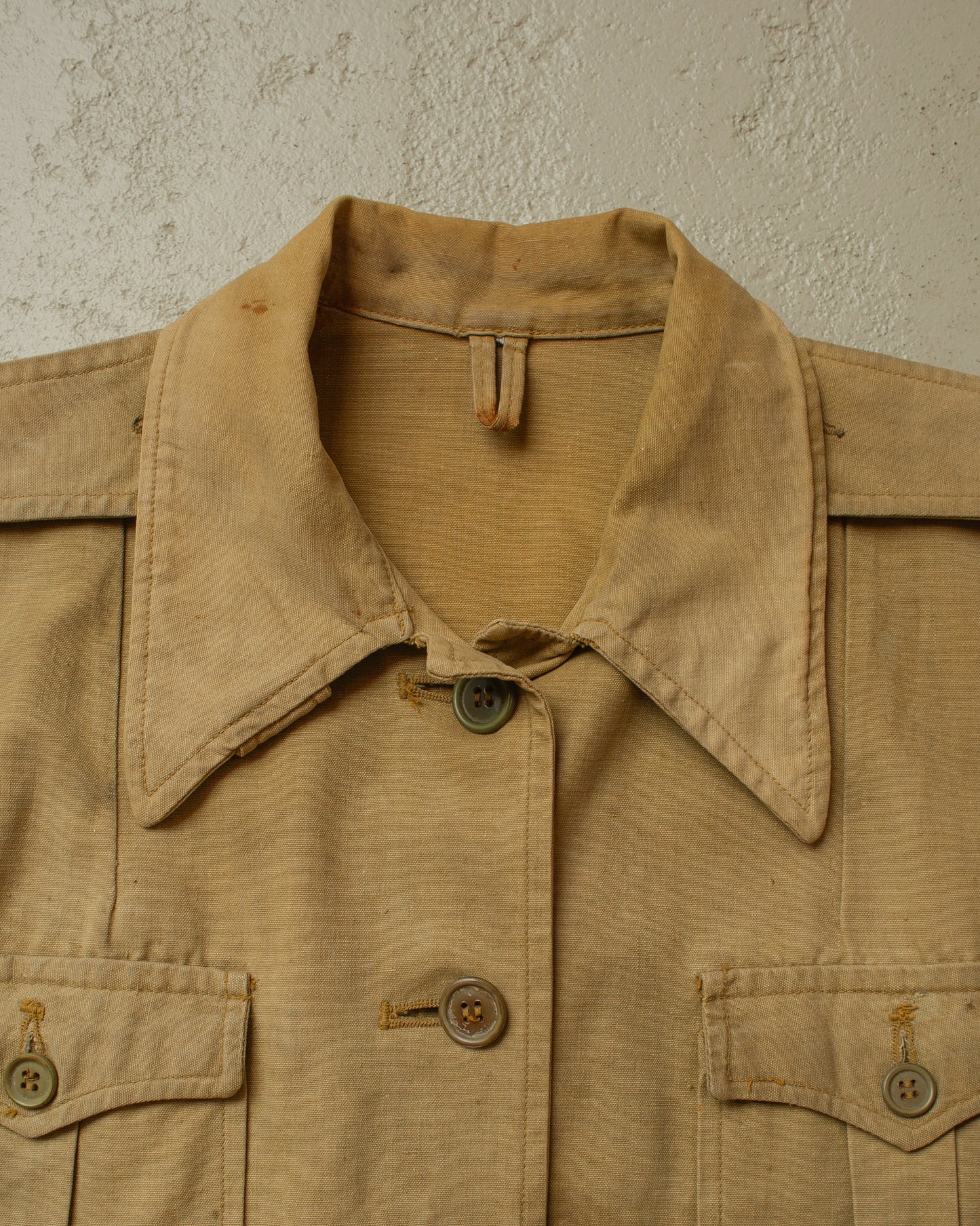 1930s German Womens Canvas Hunting Jacket beige - S/M