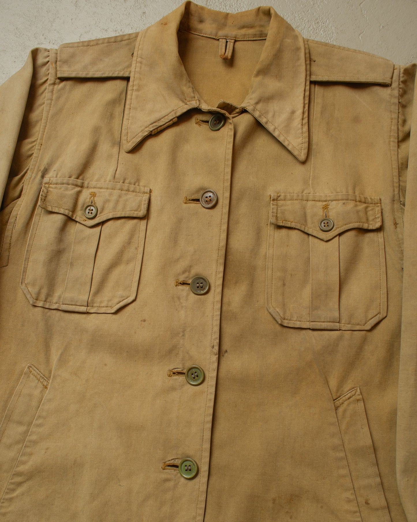 1930s German Womens Canvas Hunting Jacket beige - S/M
