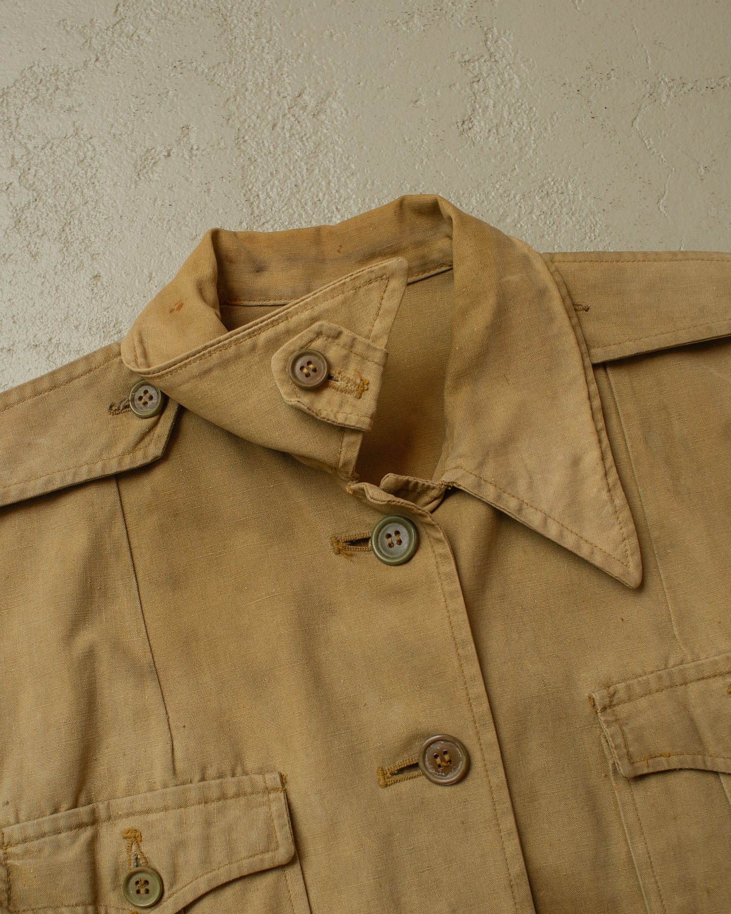 1930s German Womens Canvas Hunting Jacket beige - S/M