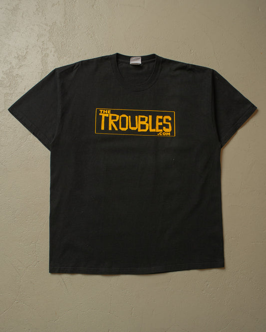 2000s unworn "Troubles.com" T-shirt black - XL/XXL