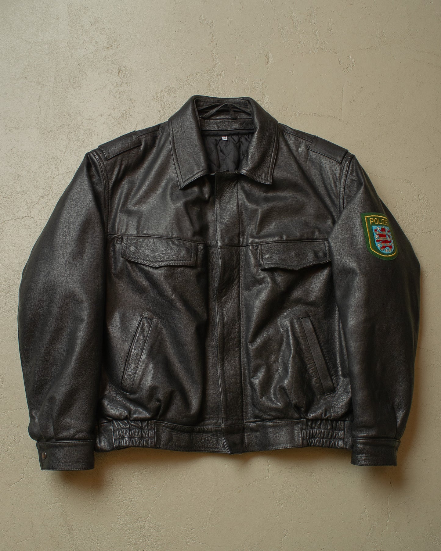 1990s Polizei Leather Bomber Jacket black - XL