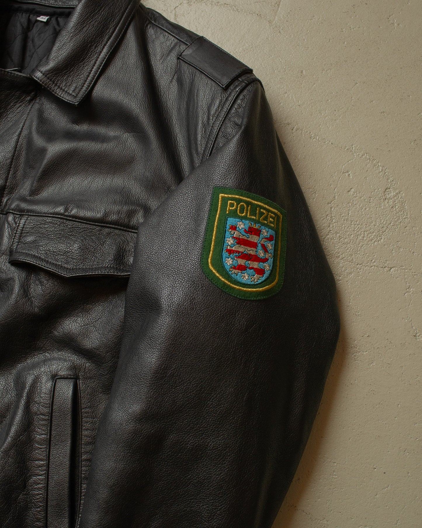 1990s Polizei Leather Bomber Jacket black - XL