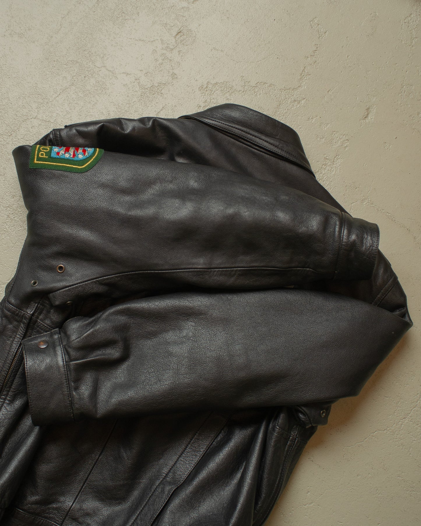 1990s Polizei Leather Bomber Jacket black - XL