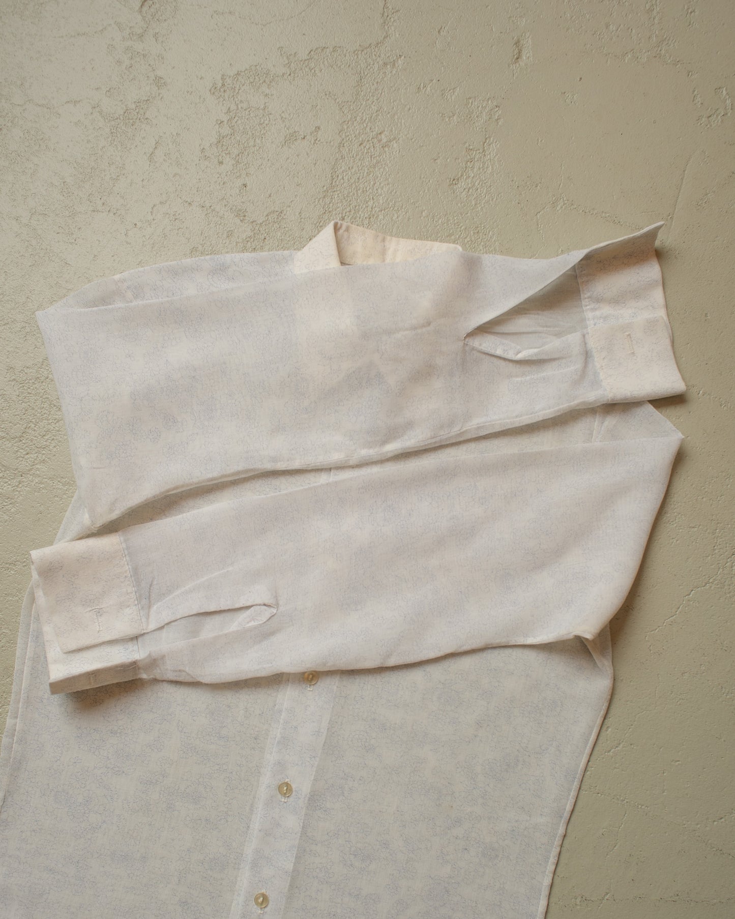 1960s/70s Flower Print See-through Blouse white - S/M
