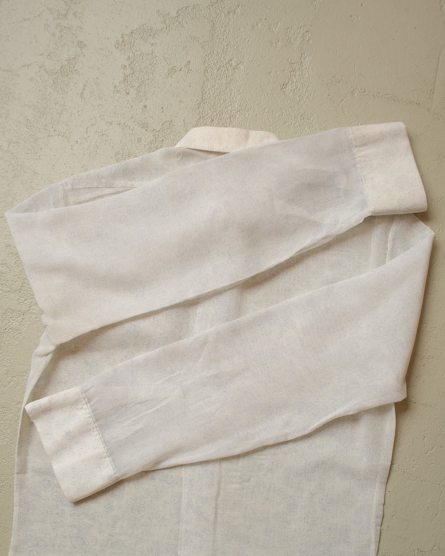 1960s/70s Flower Print See-through Blouse white - S/M
