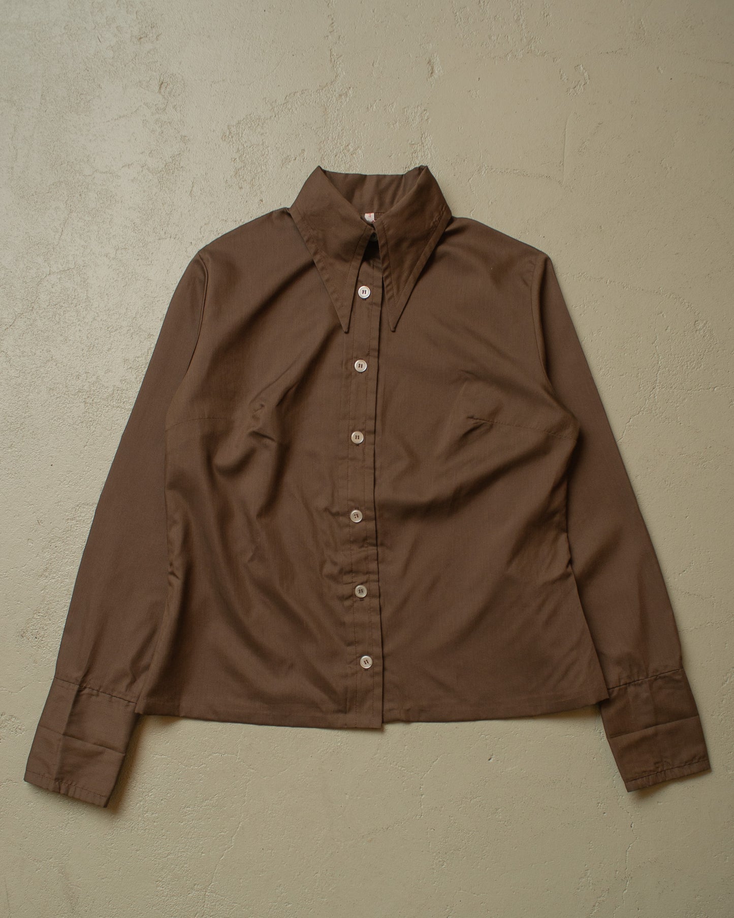 1960s/70s Womens Point Collar Blouse brown - M