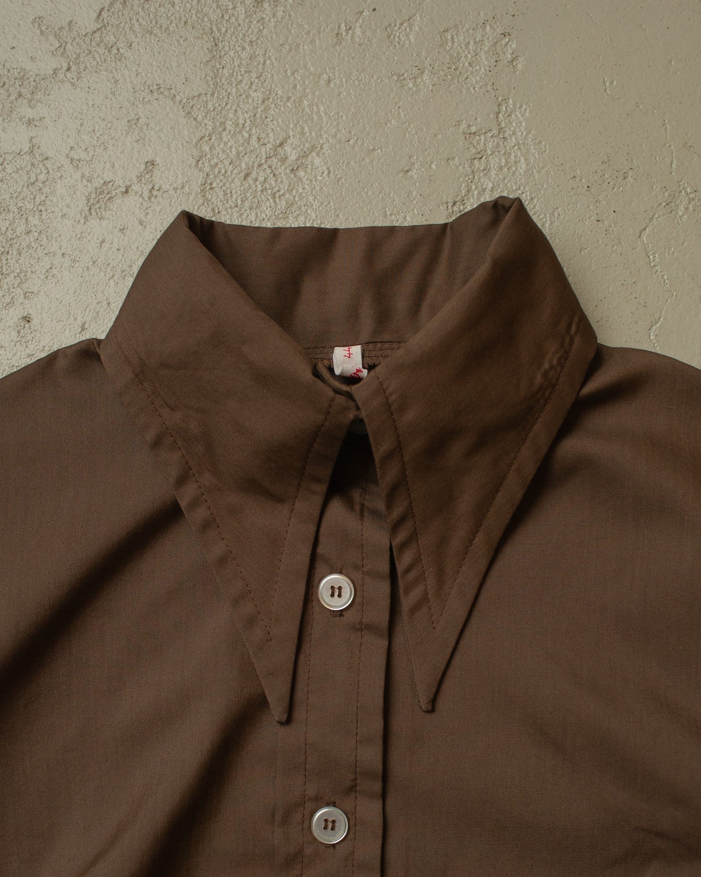 1960s/70s Womens Point Collar Blouse brown - M