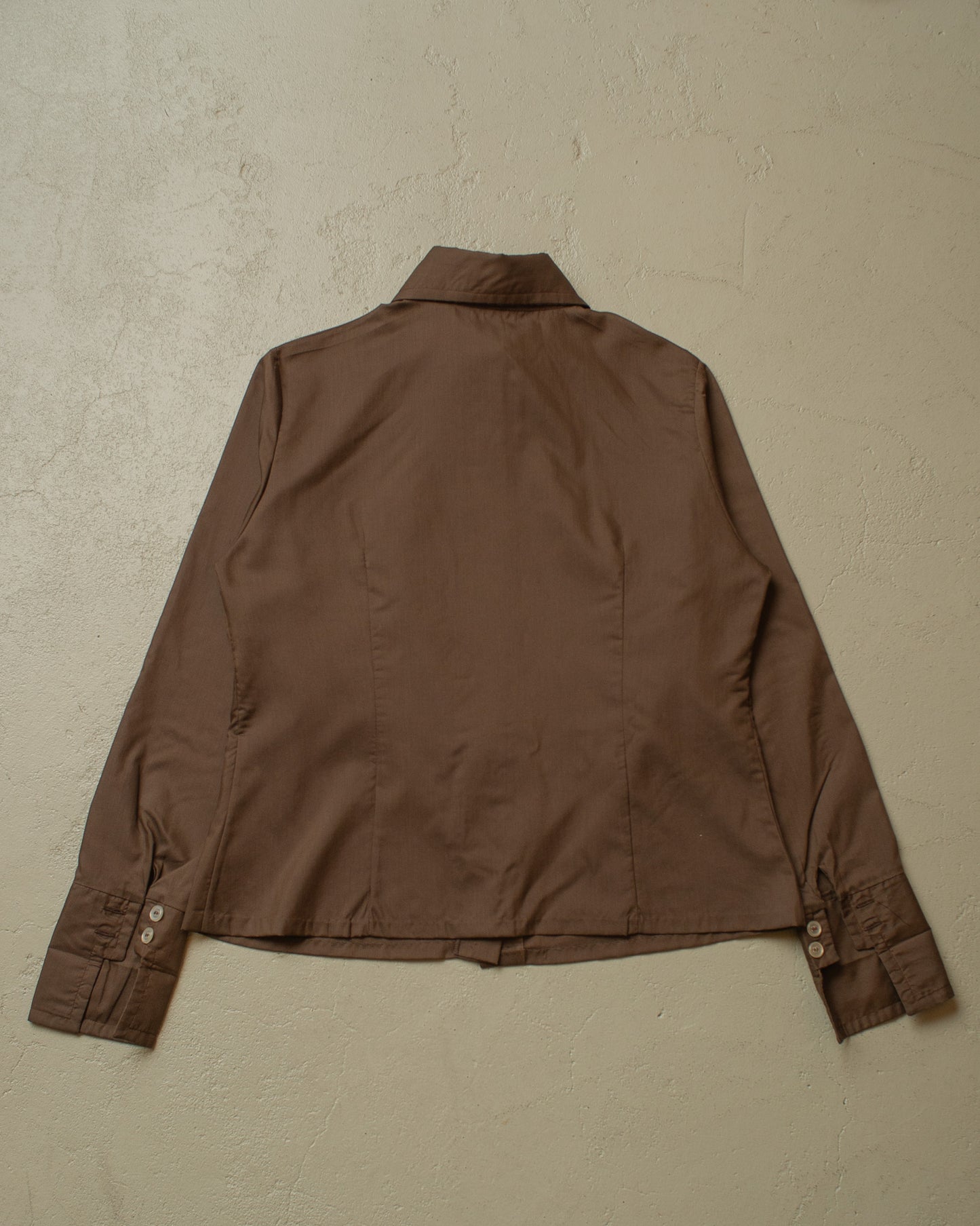 1960s/70s Womens Point Collar Blouse brown - M