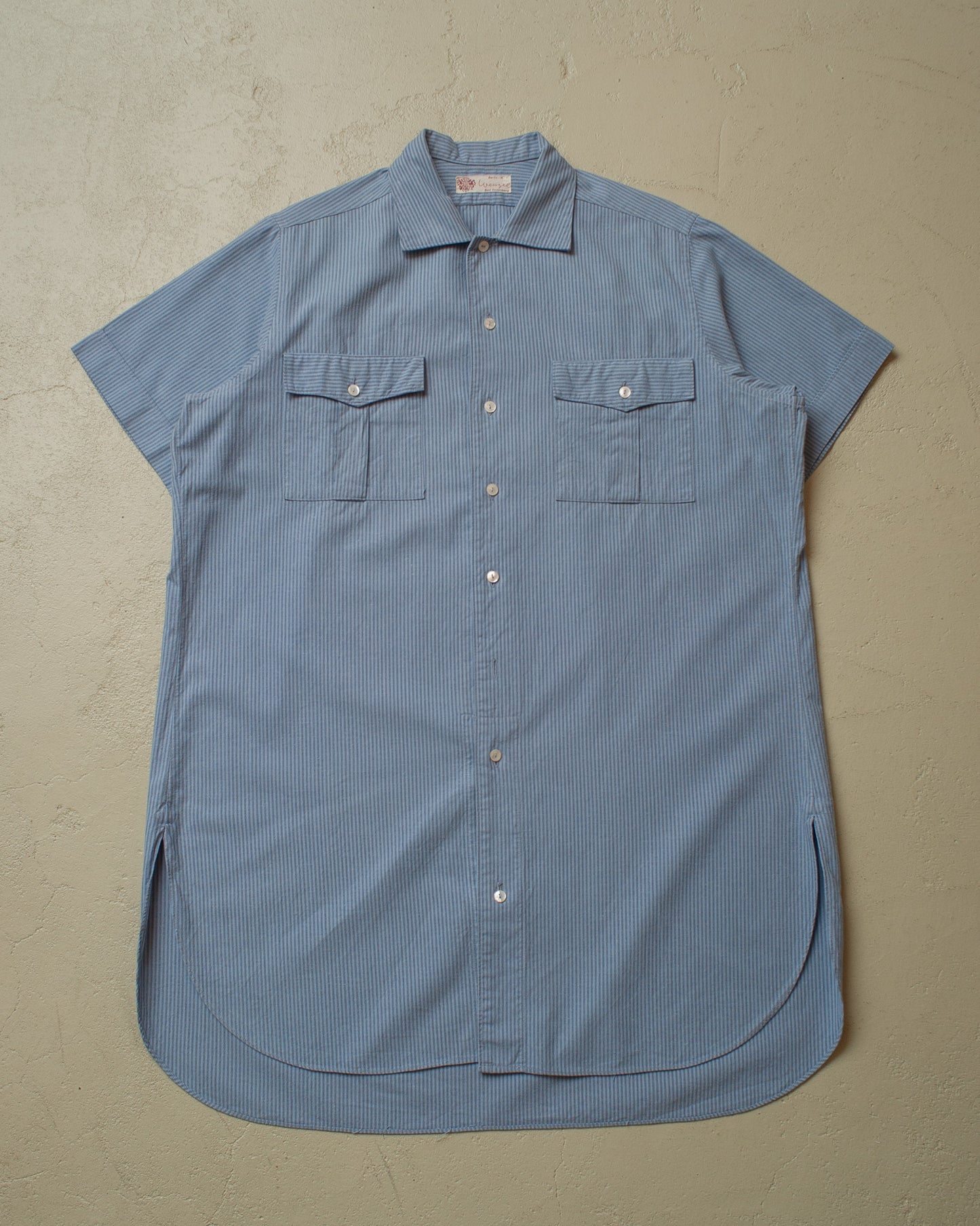 1940s Wenzel pinstriped Cotton Shirt blue - L/XL