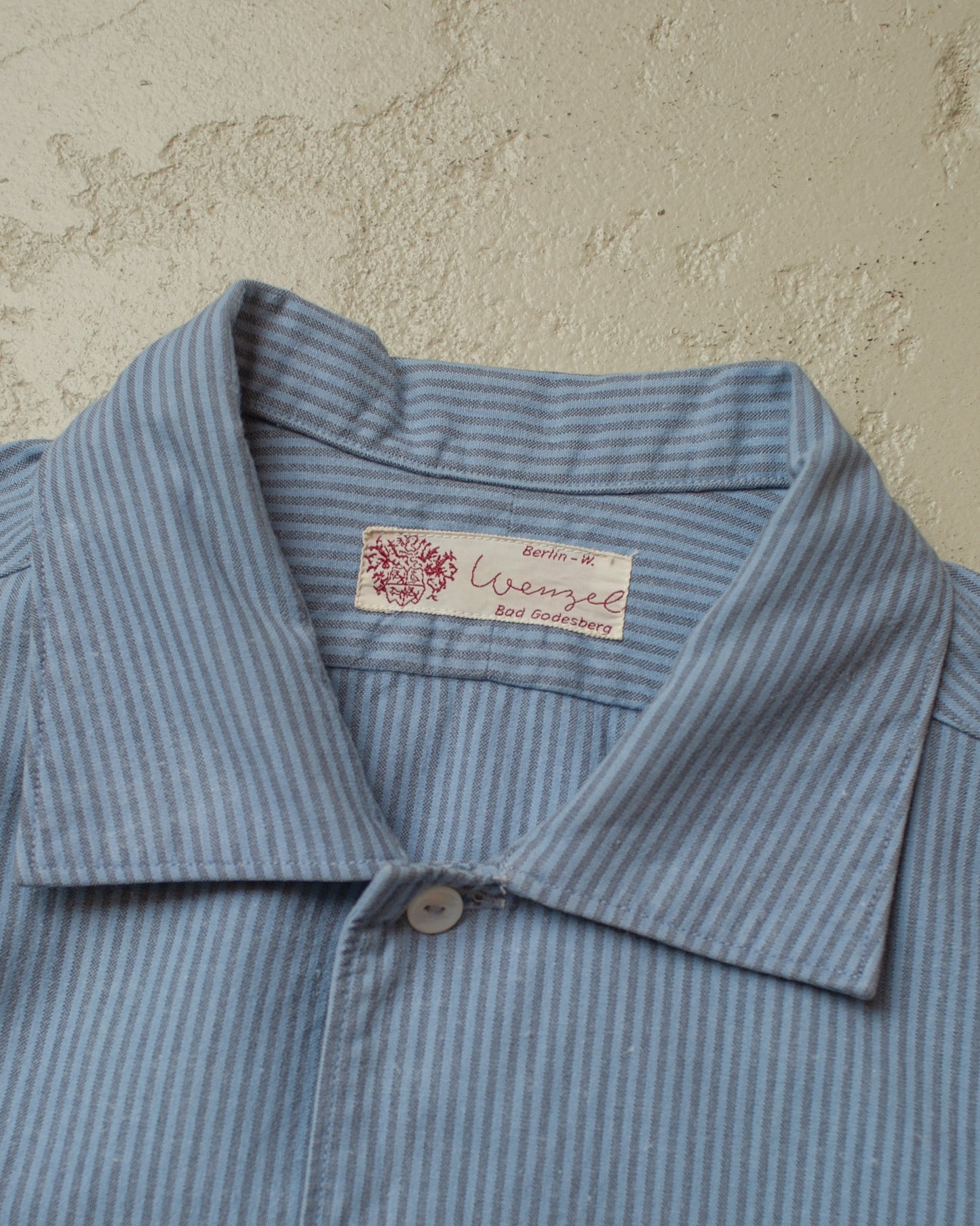 1940s Wenzel pinstriped Cotton Shirt blue - L/XL