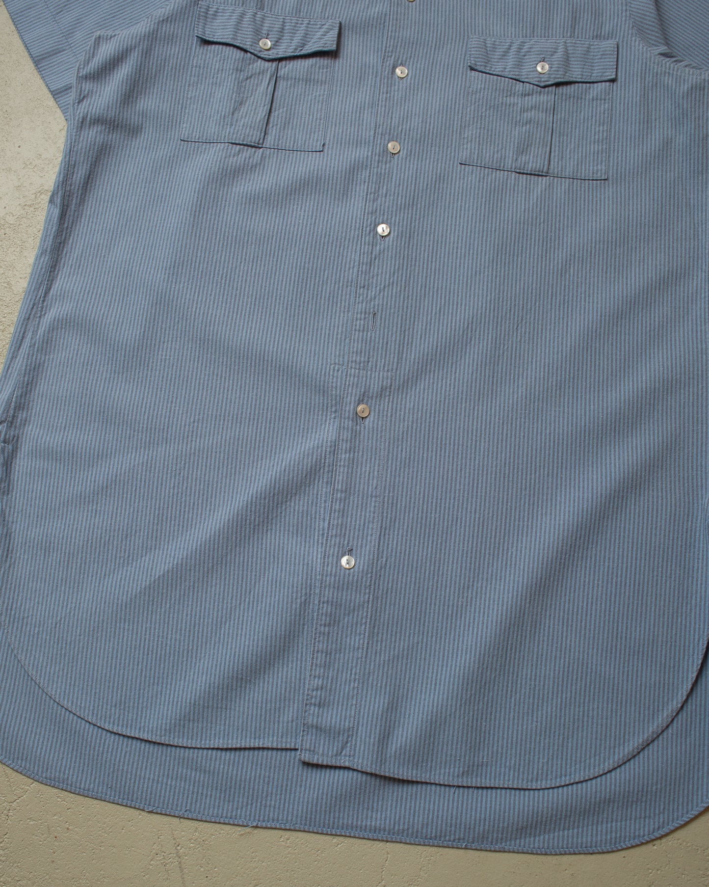 1940s Wenzel pinstriped Cotton Shirt blue - L/XL