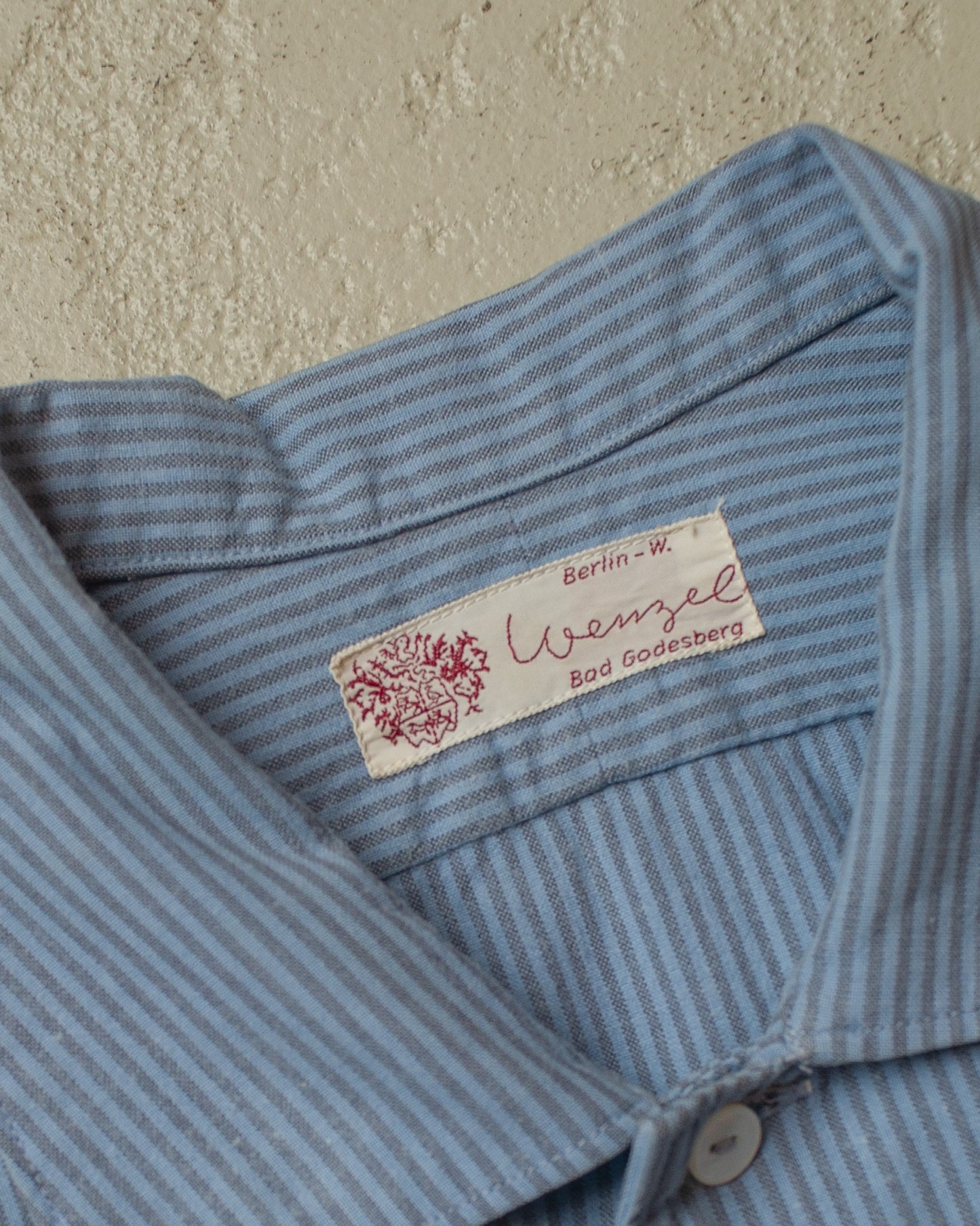 1940s Wenzel pinstriped Cotton Shirt blue - L/XL