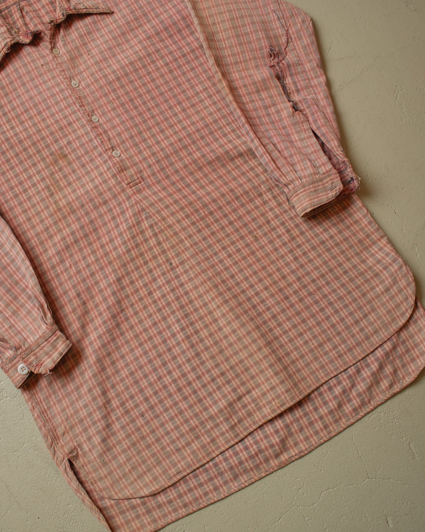 1940s/50s distressed German Cotton Flannel Shirt pink - M/L