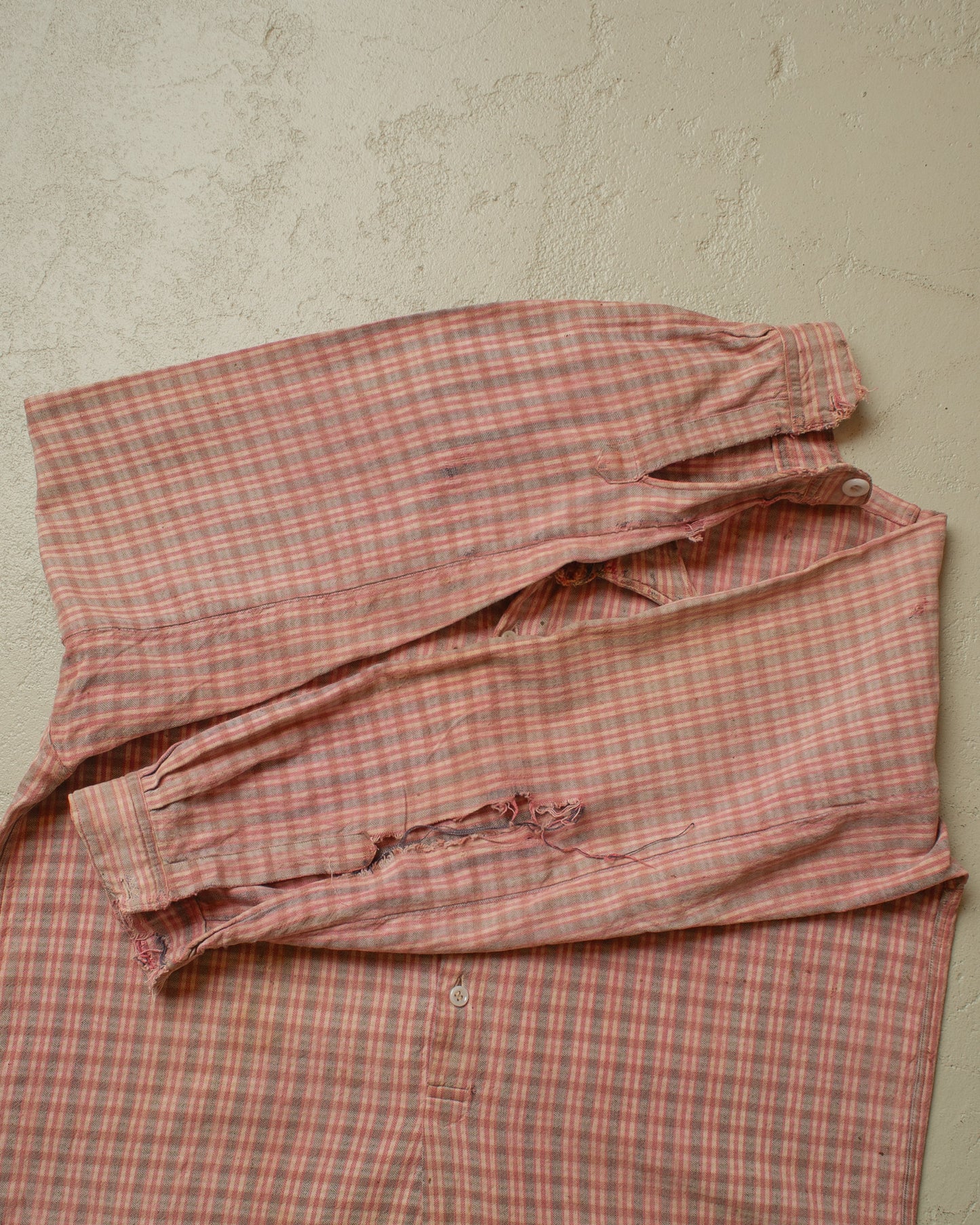 1940s/50s distressed German Cotton Flannel Shirt pink - M/L