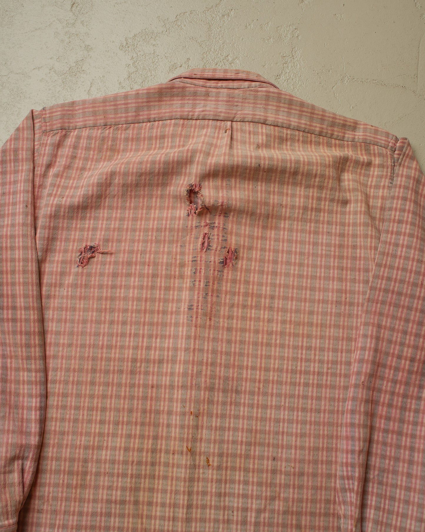 1940s/50s distressed German Cotton Flannel Shirt pink - M/L
