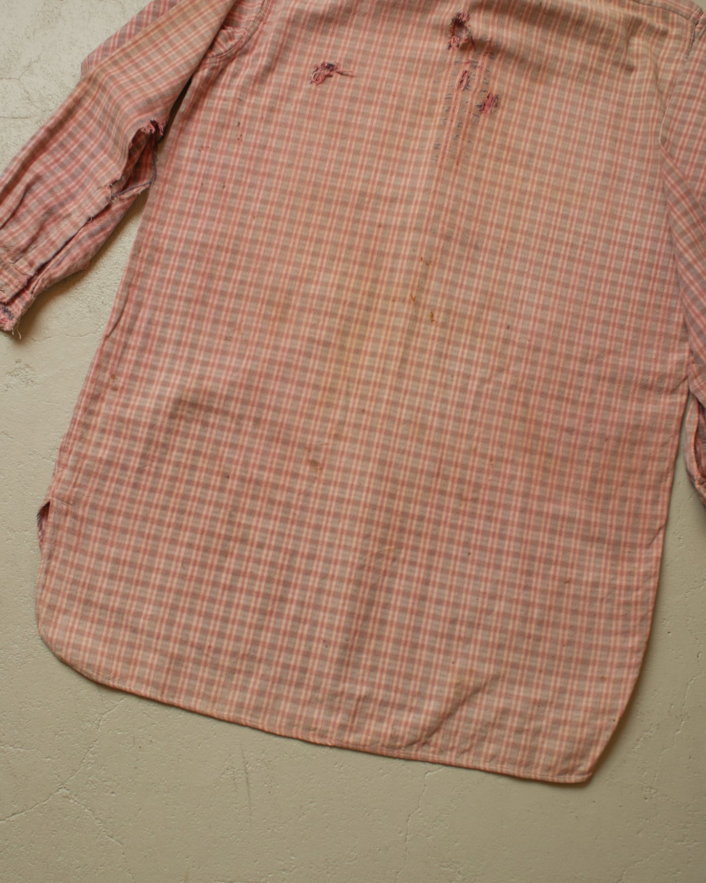 1940s/50s distressed German Cotton Flannel Shirt pink - M/L