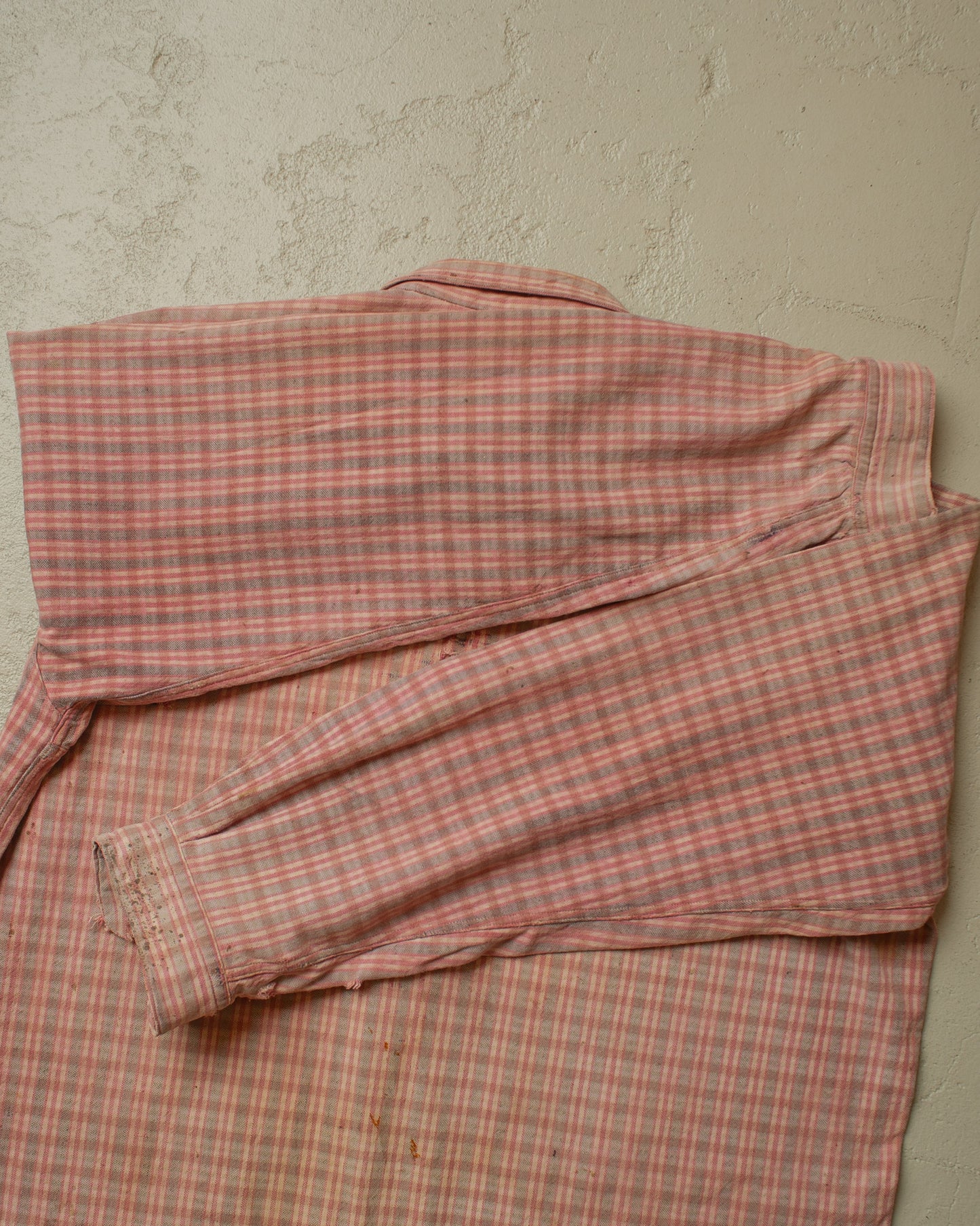 1940s/50s distressed German Cotton Flannel Shirt pink - M/L