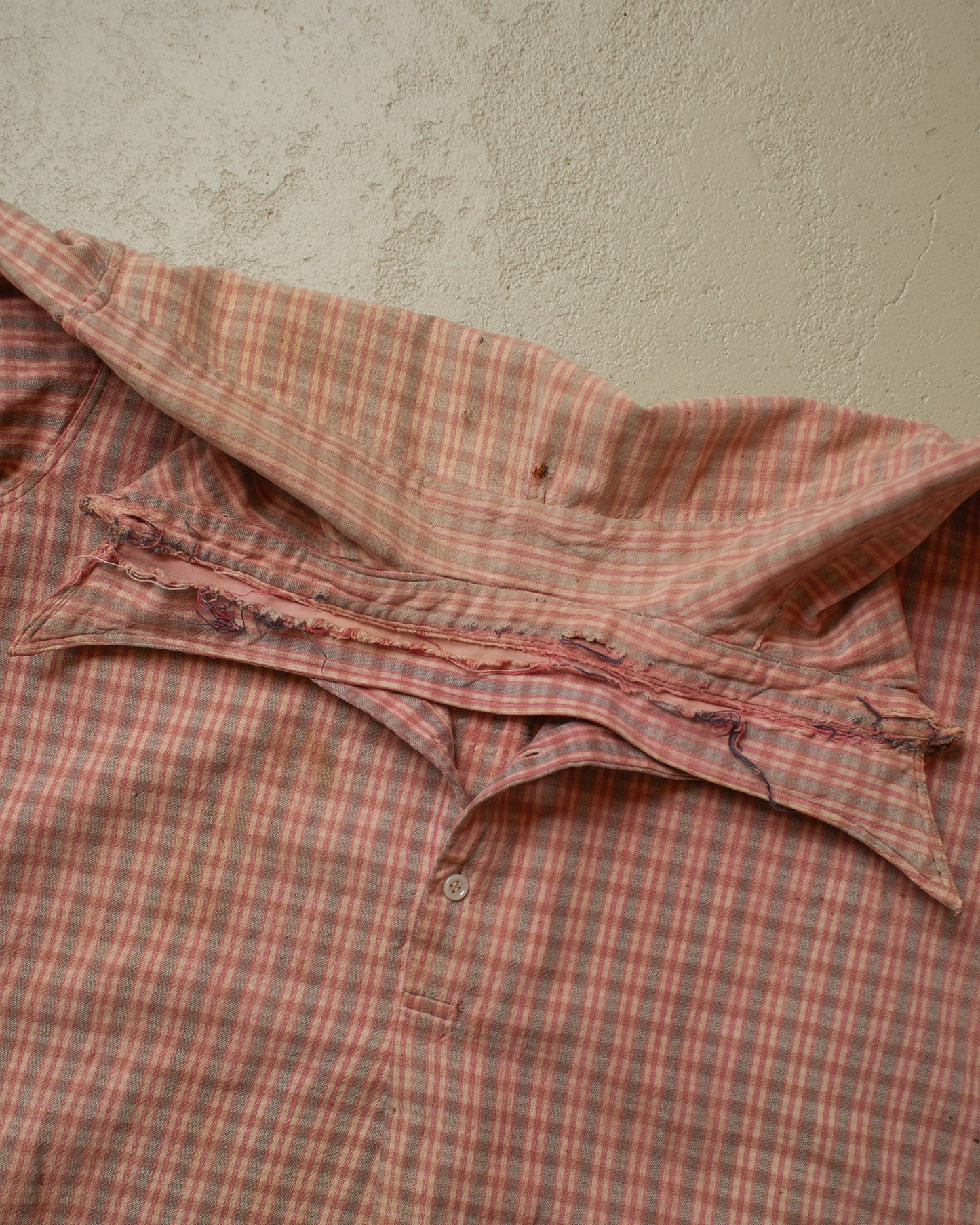 1940s/50s distressed German Cotton Flannel Shirt pink - M/L