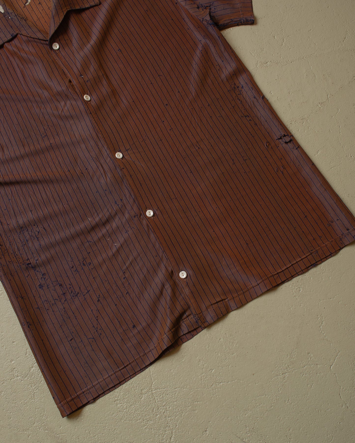 1940s thrashed German pinstriped Silk Shirt - S/M