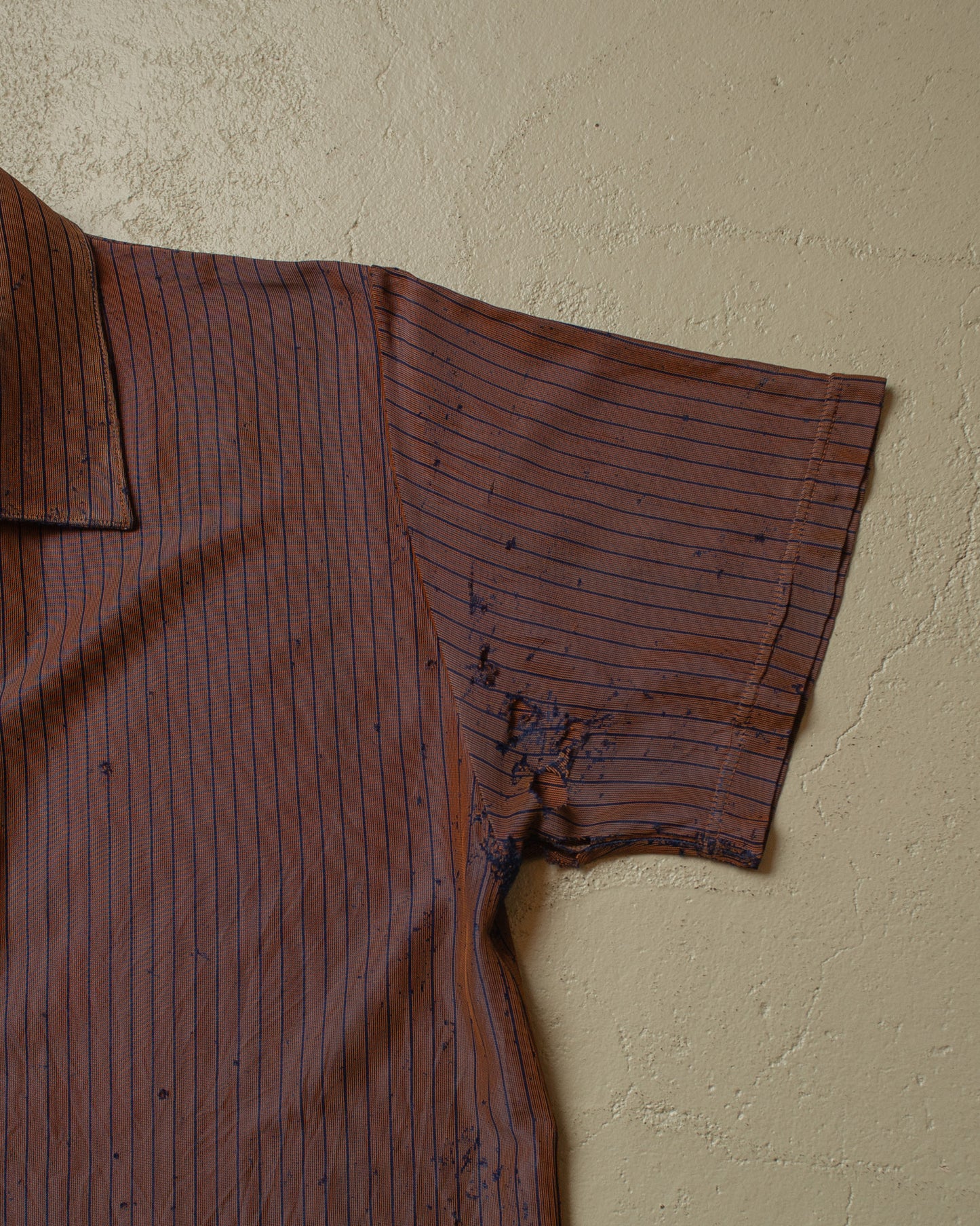 1940s thrashed German pinstriped Silk Shirt - S/M