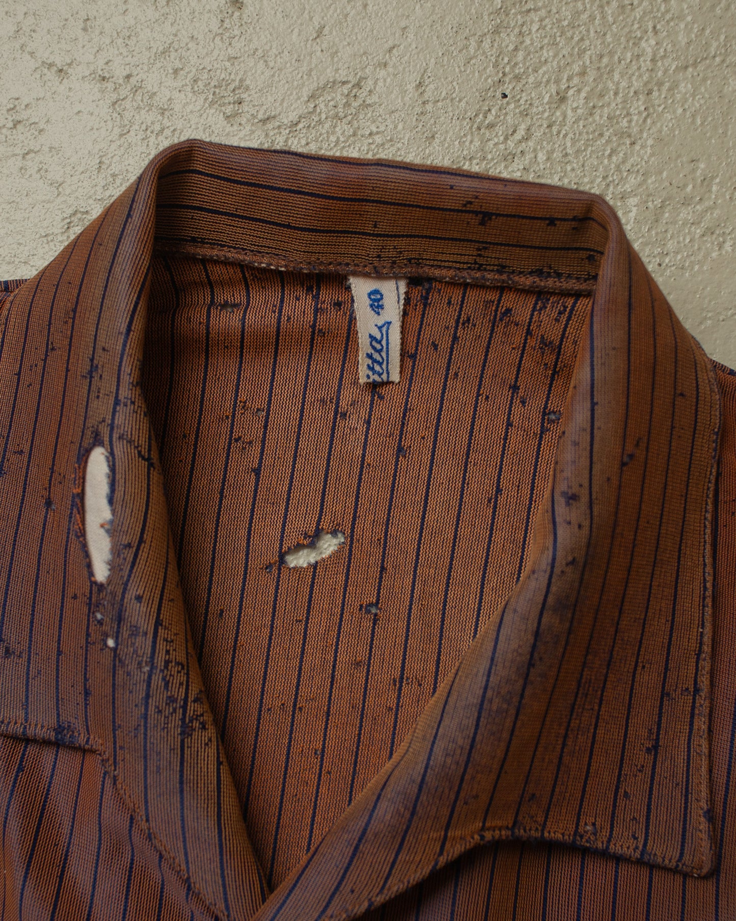 1940s thrashed German pinstriped Silk Shirt - S/M